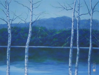 山湖清晨 606×455